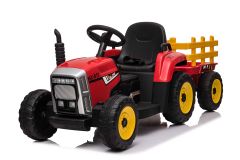 Red R/C Twin Motor Tractor & Trailer - 12V Kids' Electric Ride On